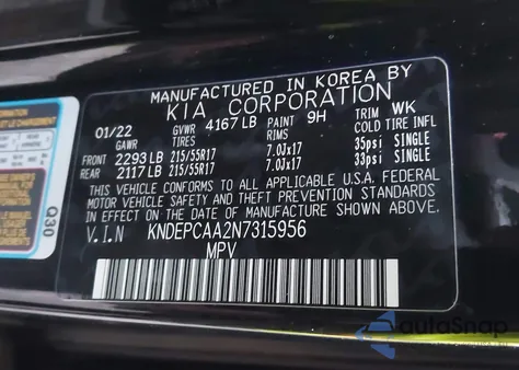 2022 Kia Seltos Lx z USA, uszkodzony, nr VIN KNDEPCAA2N7315956